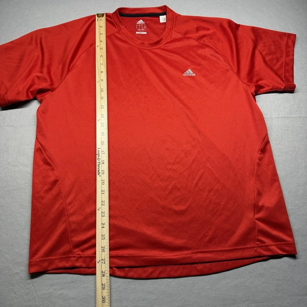 Adidas Climalite Men's XL Red Lightweight Short Sleeve Crew Neck Logo T-Shirt